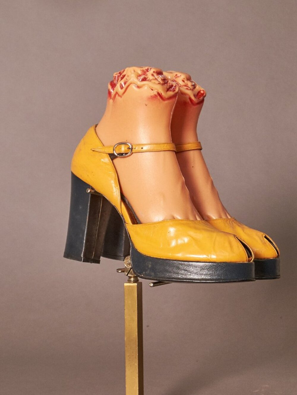 1970s Golden Yellow and Green Platform Heels